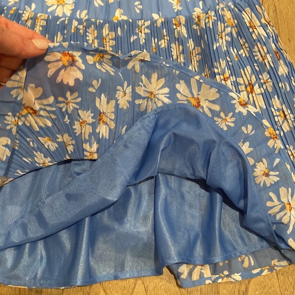Floral Daisy Festival Blue White Yellow Mini Skirt Small - Picture 5 of 5